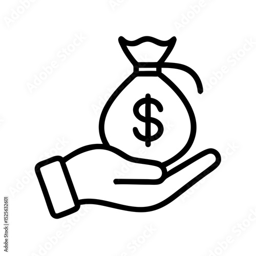 Hand holding money bag symbolizing financial concept of wealth  