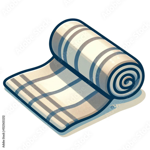 Rolled soft blanket with plaid pattern in light colors  