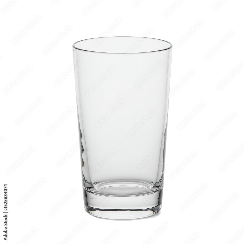 Pristine, empty, clear, high-quality transparent highball glass with polished surface and elegant silhouette, isolated on pure seamless white studio background with soft, shadowless light, concept of Pristine, empty, clear, high-quality transparent highball glass with polished surface and elegant silhouette, isolated on pure seamless white studio background with soft, shadowless light, concept of