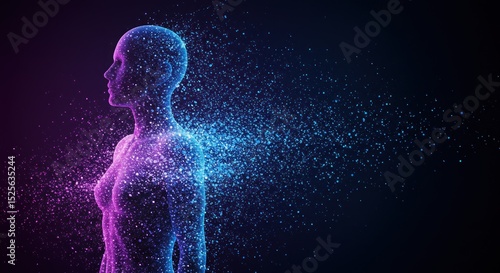 Glowing female figure abstract art