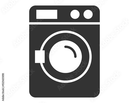 Minimalist icon of a frontload washing machine. Represents cleanliness, laundry, and household chores. Great for websites, apps, and graphic design.