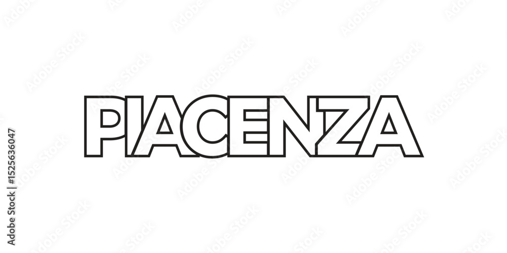 Piacenza in the Italia emblem. The design features a geometric style, vector illustration with bold typography in a modern font. The graphic slogan lettering. Piacenza in the Italia emblem. The design features a geometric style, vector illustration with bold typography in a modern font. The graphic slogan lettering.