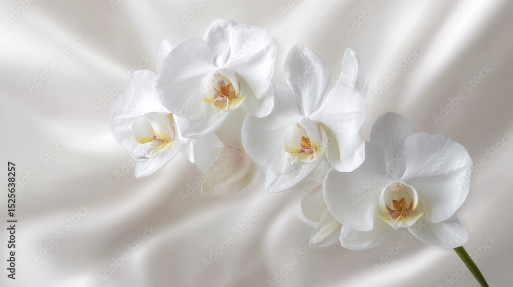 Obraz premium White orchid bloom against premium neutral background