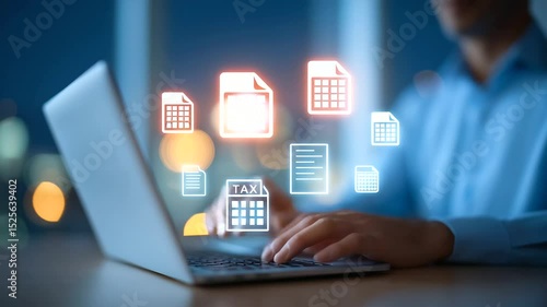 Wallpaper Mural Business professional efficiently handling electronic tax submissions. Torontodigital.ca