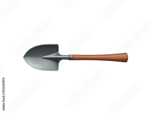 Garden shovel, top view, clean white background,steel,white,tool