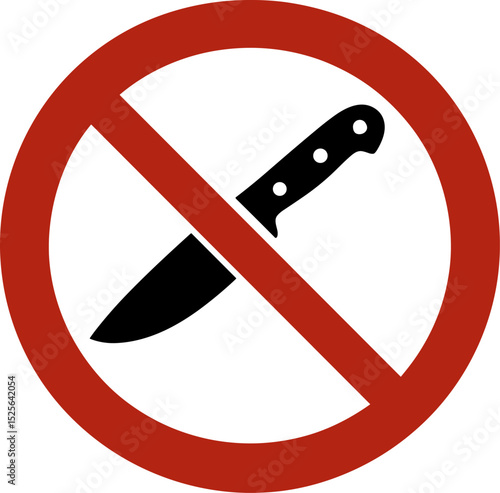 No knives allowed: prohibition symbol with knife silhouette representing weapon ban