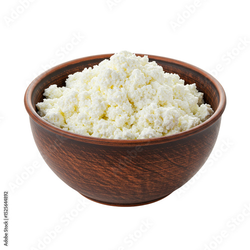 Wallpaper Mural Cottage cheese in wooden bowl on white background Torontodigital.ca