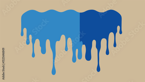 Abstract blue paint drips illustration with a dual tone design and modern aesthetic