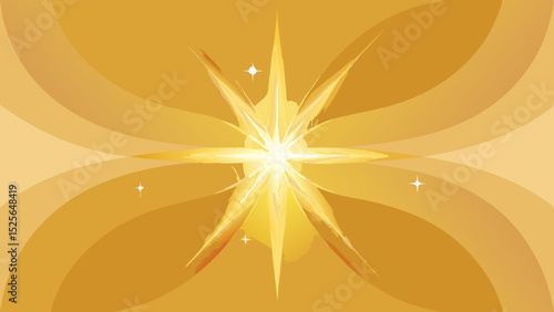 Abstract golden starburst illustration with radiant light and festive design elements