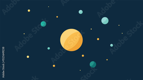 Abstract composition of floating glimmering particles in soft gold and blue sky