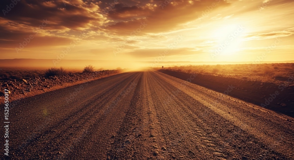 Fototapeta premium Sunset Highway A Journey into the Golden Hour