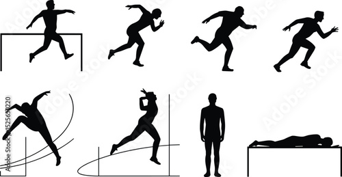Dynamic Athlete Silhouettes: Running, Jumping, and Track Events in Motion