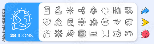 Cpu processor, Inspect and 5g technology line icons. Interest rate, AI generate, Inflation icons. Pack of Trade chart, Chemical formula, Fake news icon. Vector