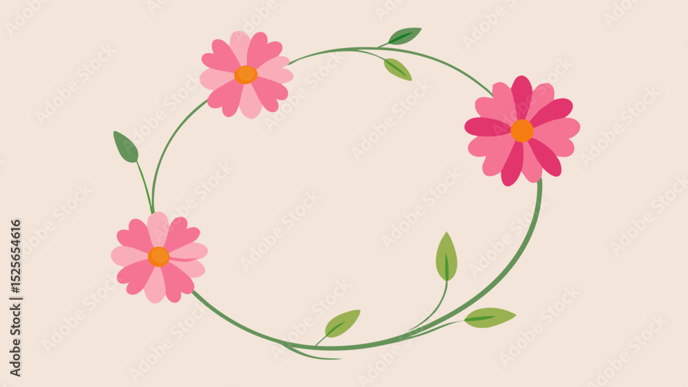 Naklejka premium Pink floral wreath with leaves on transparent background for design projects