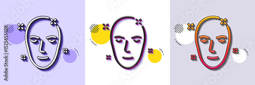 Health skin line icon. Halftone dotted pattern. Gradient icon with grain shadow. Face care sign. Cosmetic lotion symbol. Line health skin icon. Various designs. Vector