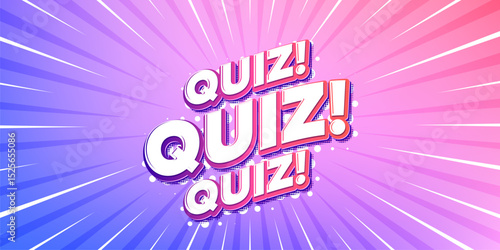 Quiz sun rays gradient banner. Light burst background. Quiz tag. Answer question sign. Examination test symbol. Gradient sun rays. Sunburst light. Vector