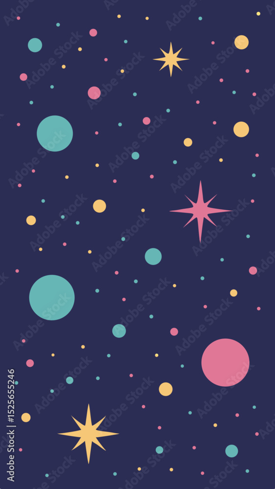Fototapeta premium Abstract celestial galaxy sky pattern with dotted and star elements on transparent background