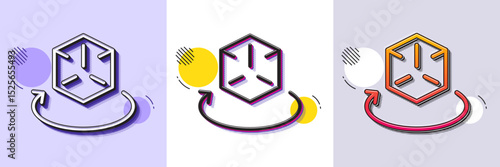Augmented reality line icon. Halftone dotted pattern. Gradient icon with grain shadow. VR simulation sign. 3d cube symbol. Line augmented reality icon. Various designs. Vector