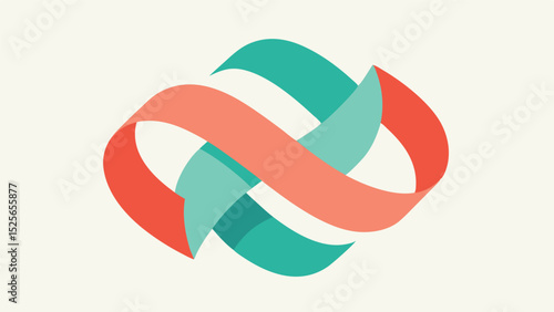Abstract graphic composition of intertwined ribbons in modern color palette with transparency