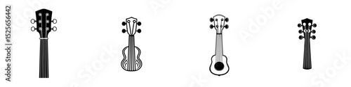 Icon set featuring various guitar headstock designs suitable for music-themed applications