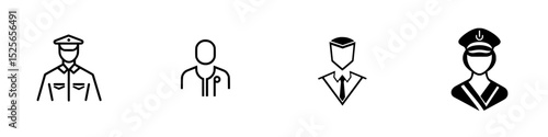 Icon set featuring various professional figures including police, medical, and business personnel