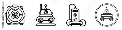 Collection of minimalist robot icons for creative digital projects and designs