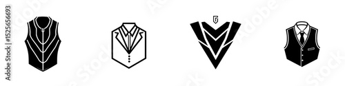 Icon set featuring various vest and shirt designs suitable for formal and business attire