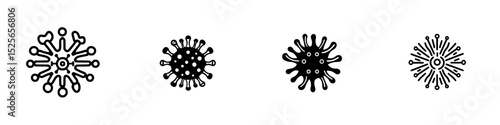Collection of four distinct virus icons designed in a minimalist style suitable for educational and informational use