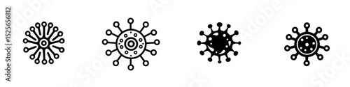 Icon set demonstrating various representations of viral structures for educational and design purposes