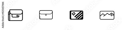 Icon set featuring illustrative designs of various wallet types and credit card elements for digital applications or graphic projects