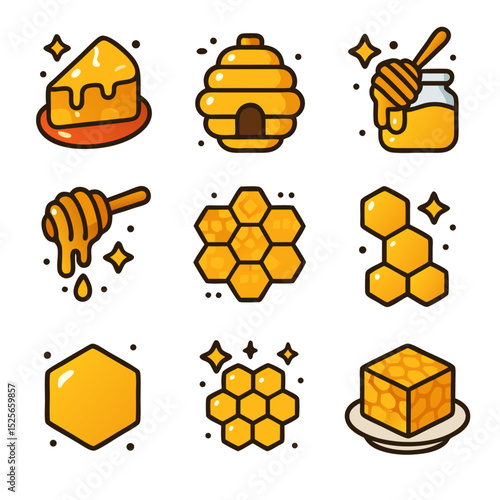 Honeycomb closeup with golden honey and beehive, ideal for food or naturerelated designs, beekeeping concepts, or products.