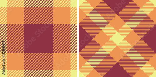 Two seamless tartan patterns. A timeless textile design with warm autumn hues. Ideal for backgrounds, crafts, or digital paper. Vintage, cozy, classic.