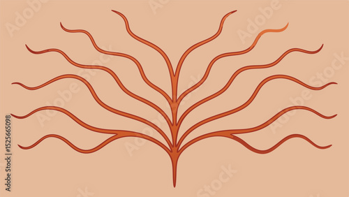 Elegant abstract illustration of branching lines with earth tone color scheme