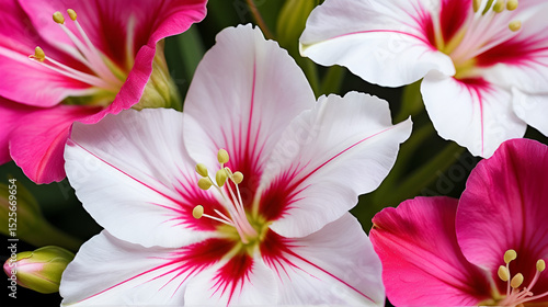 Close-up Godetia Flowers in Red, White & Pink - Vibrant Floral Macro Photography