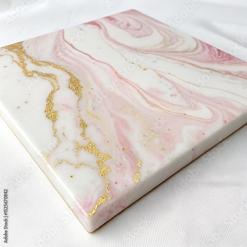Pearlescent White Marble with Subtle Pink and Gold Accents