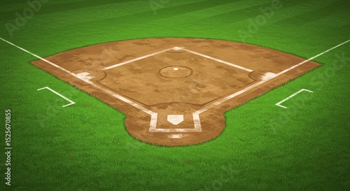Baseball field diamond illustration on green grass