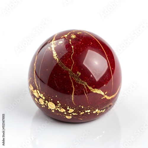 Ruby Red Marble with Gold Sparkle Accents