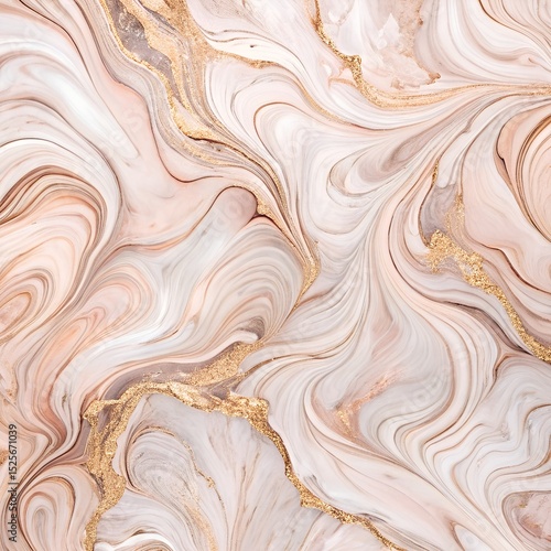Rose Gold Marble Pattern with Soft Blush Swirls and Accents
