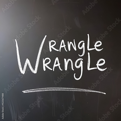 Black chalkboard with inscription wrangle on in