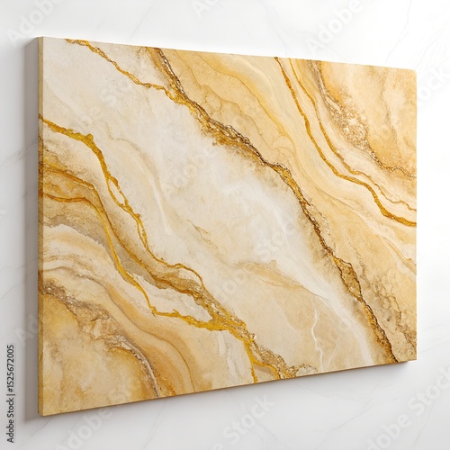 Yellow Ochre Marble Abstract with Rustic Gold Veins