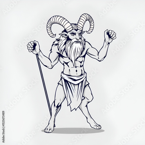 Greek mythology creature satyr vector flat illustration