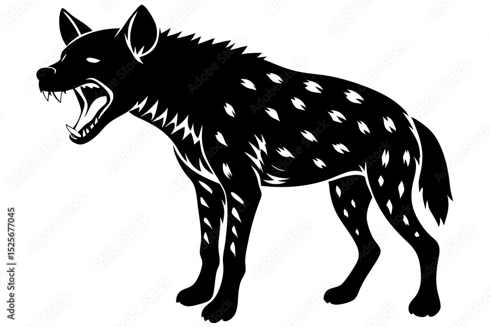 Fototapeta premium Hyena Laughing Vector Silhouette