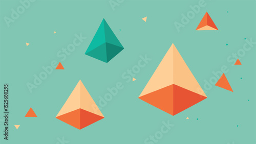 Free Download Abstract geometric composition of colorful 3d pyramids on a textured teal background - GFXLoad