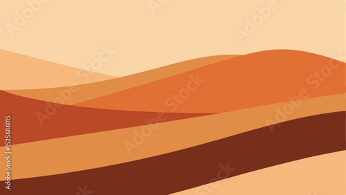 Abstract desert landscape illustration of layered sand dunes with warm earthy colors