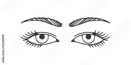Simple black and white illustration of two human eyes.