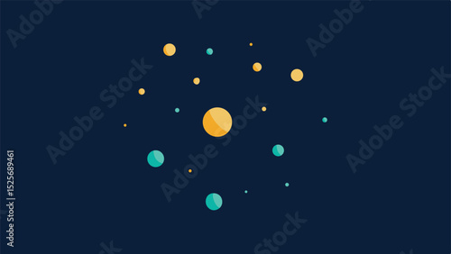 Abstract vector illustration featuring soft gold and sky blue glimmering particles in space