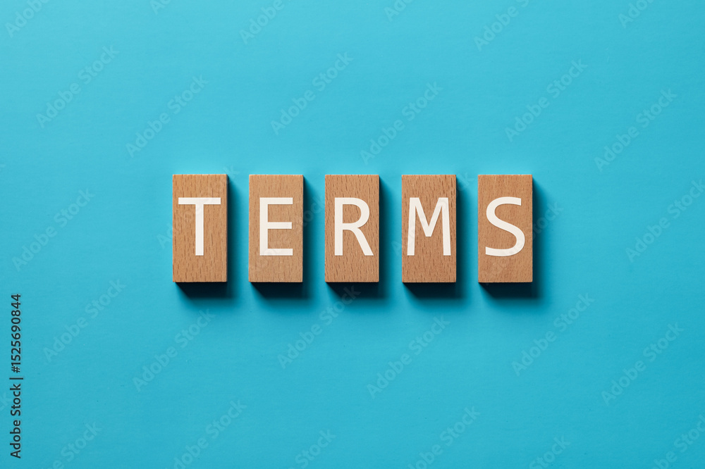 Obraz premium There is wood block with the word TERMS. It is as an eye-catching image.