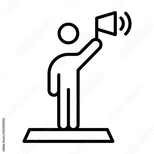 Icono de líder de opinión. Persona con megáfono. Influencia, liderazgo comunicativo, expresión pública y voz autorizada. Ilustración vectorial