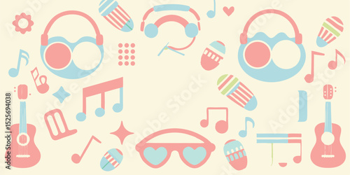 Vibrant Summer Pattern A Music Festival Celebration