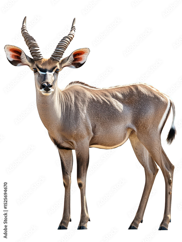 Obraz premium Kudu Antelope with long, spiraled horns in profile view
